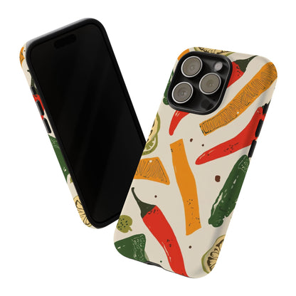 Spicy Peppers Phone Case – Colorful Chili, Lime & Citrus Pattern
