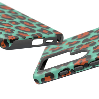 Teal & Rust Leopard Phone Case — Tough Protective Animal Print