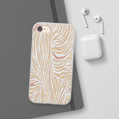 Neutral Zebra Print Flexi Case — Beige & Rose Gold Animal Pattern Phone Cover
