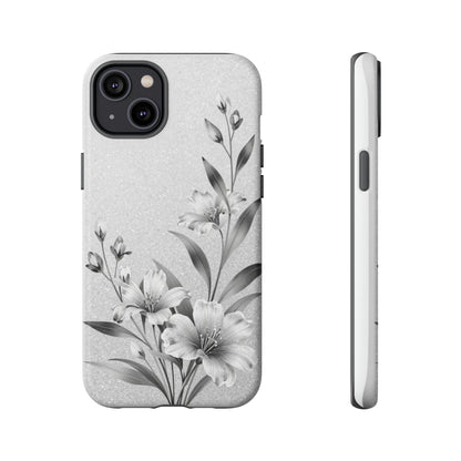Floral Monochrome Phone Case — Elegant Black & White Lily Design