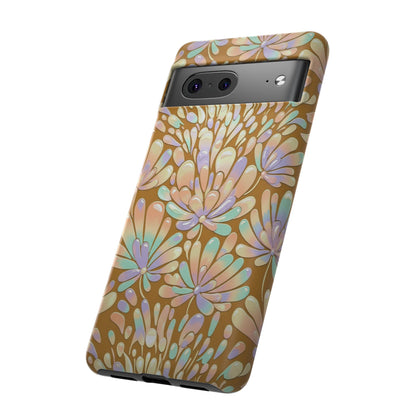 Floral Burst Tough Phone Case – Gold Pastel Botanical Protection