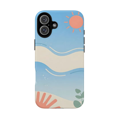 Beach Waves Tough Phone Case — Summer Sun & Seashell Protective Cover