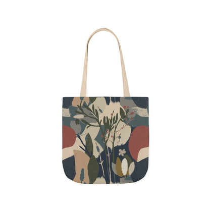 Botanical Abstract Canvas Tote Bag — Earthy Floral Pattern