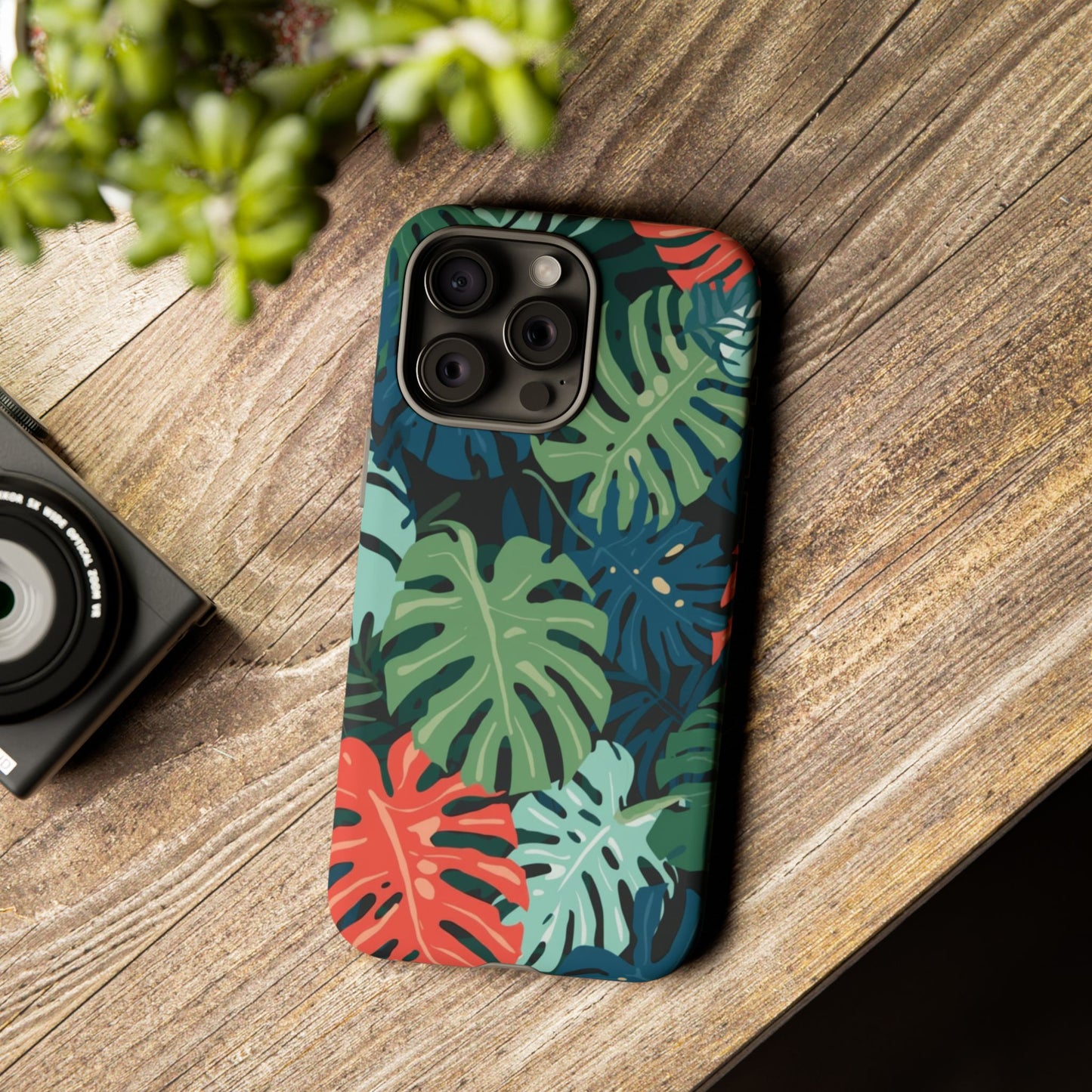 Tropical Monstera Phone Case — Colorful Leaf Protective Tough Case