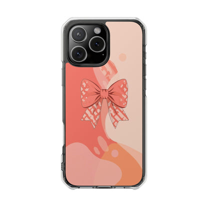 Clear Magnetic Phone Case — Pink Bow Design