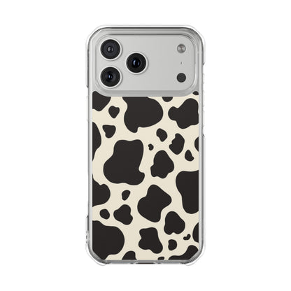 Cow Print Clear Magnetic Phone Case — Impact-Resistant iPhone Cover