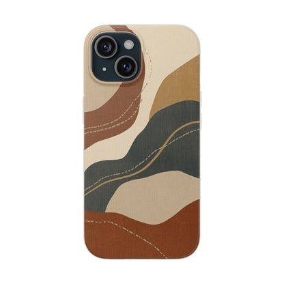 Abstract Earth Tone Phone Case — Boho Wavy Flexi Case