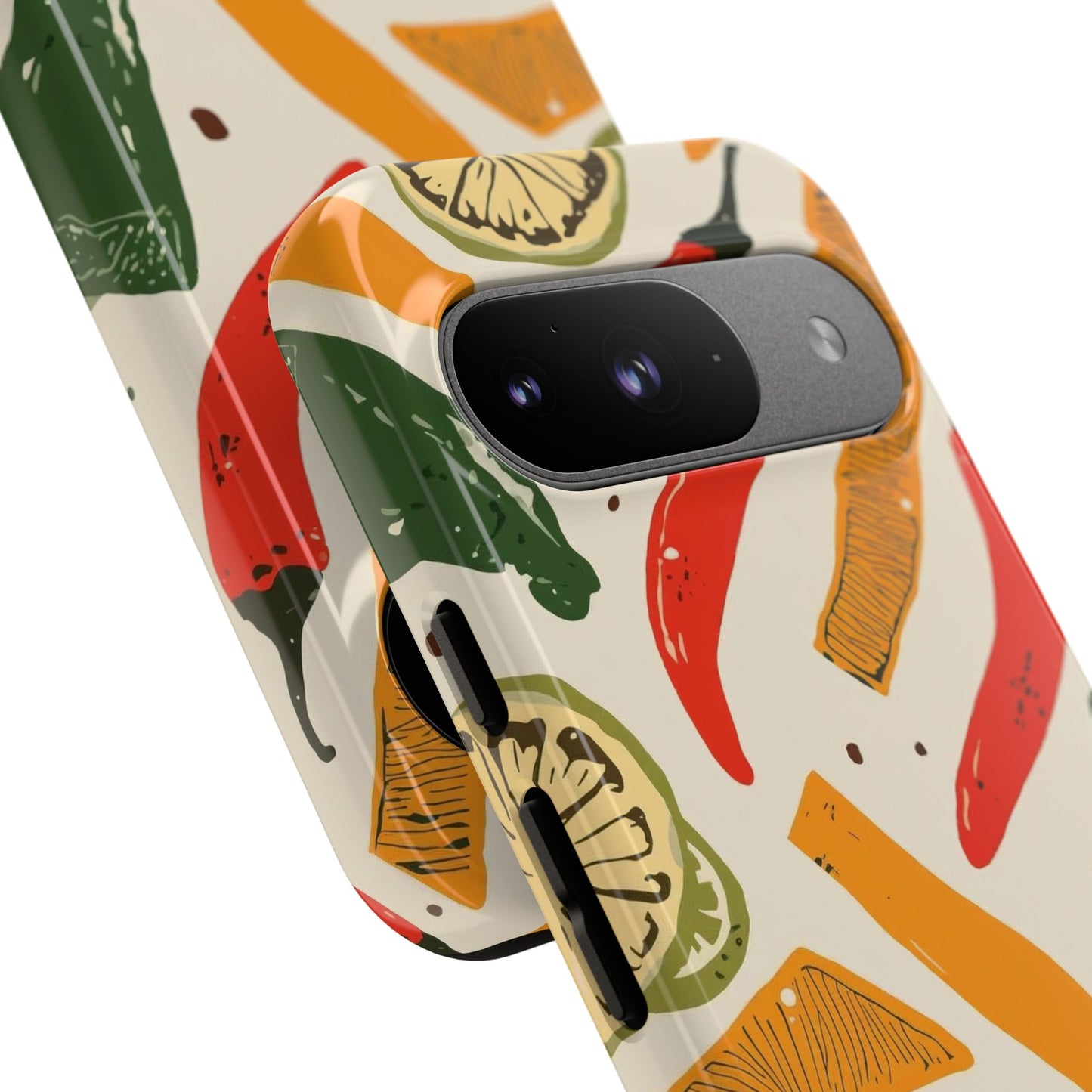 Spicy Peppers Phone Case – Colorful Chili, Lime & Citrus Pattern