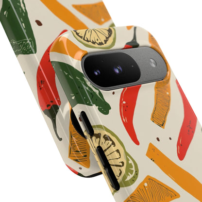 Spicy Peppers Phone Case – Colorful Chili, Lime & Citrus Pattern