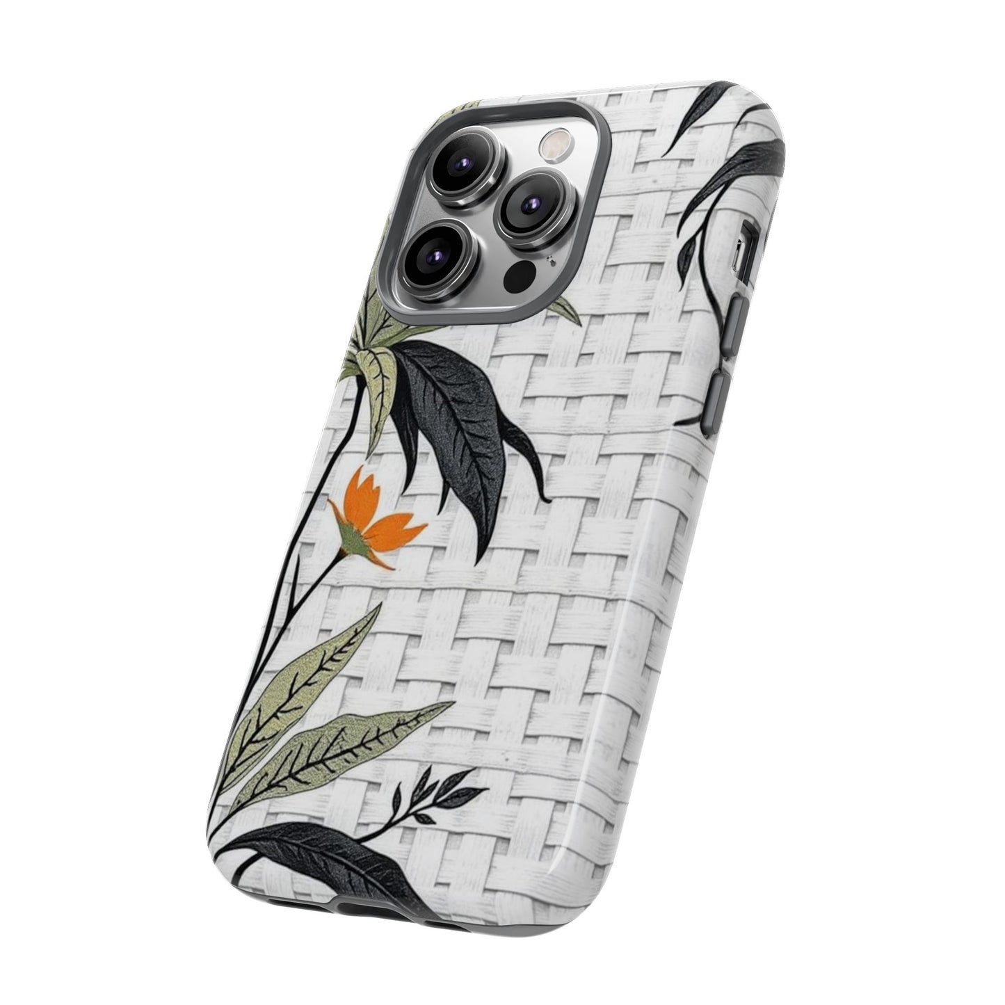 Floral Woven Tough Phone Case — Protective Botanical iPhone Cover