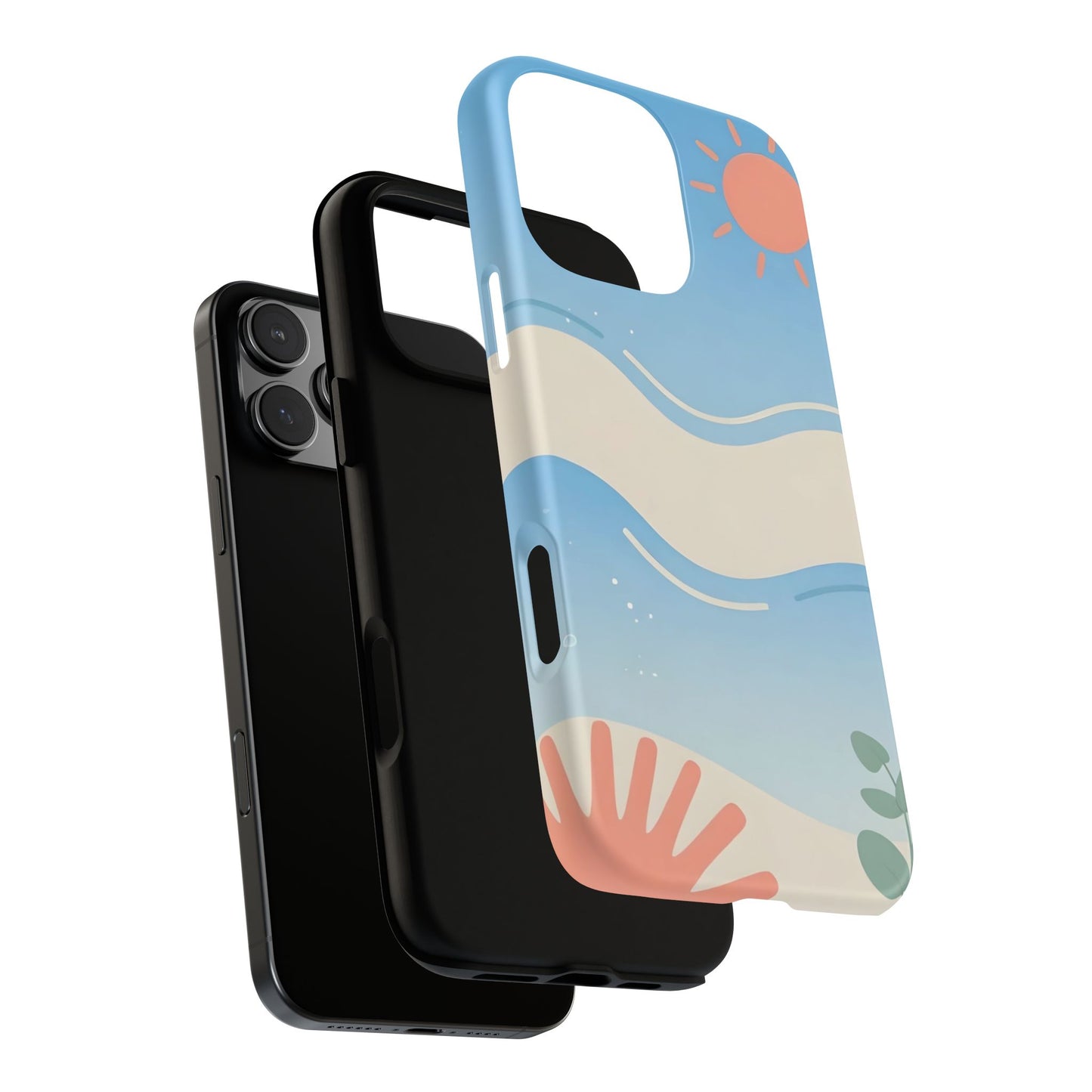 Beach Waves Tough Phone Case — Summer Sun & Seashell Protective Cover