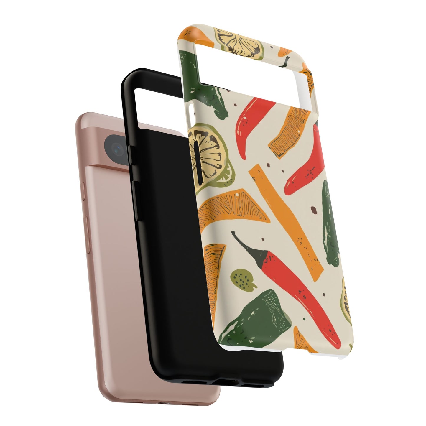 Spicy Peppers Phone Case – Colorful Chili, Lime & Citrus Pattern