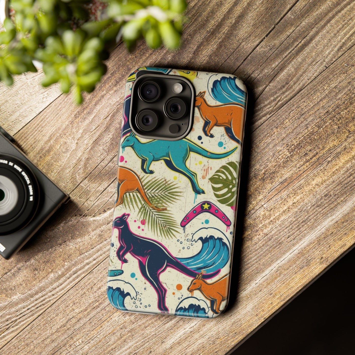 Tough Cases — Colorful Surfing Kangaroo Phone Case