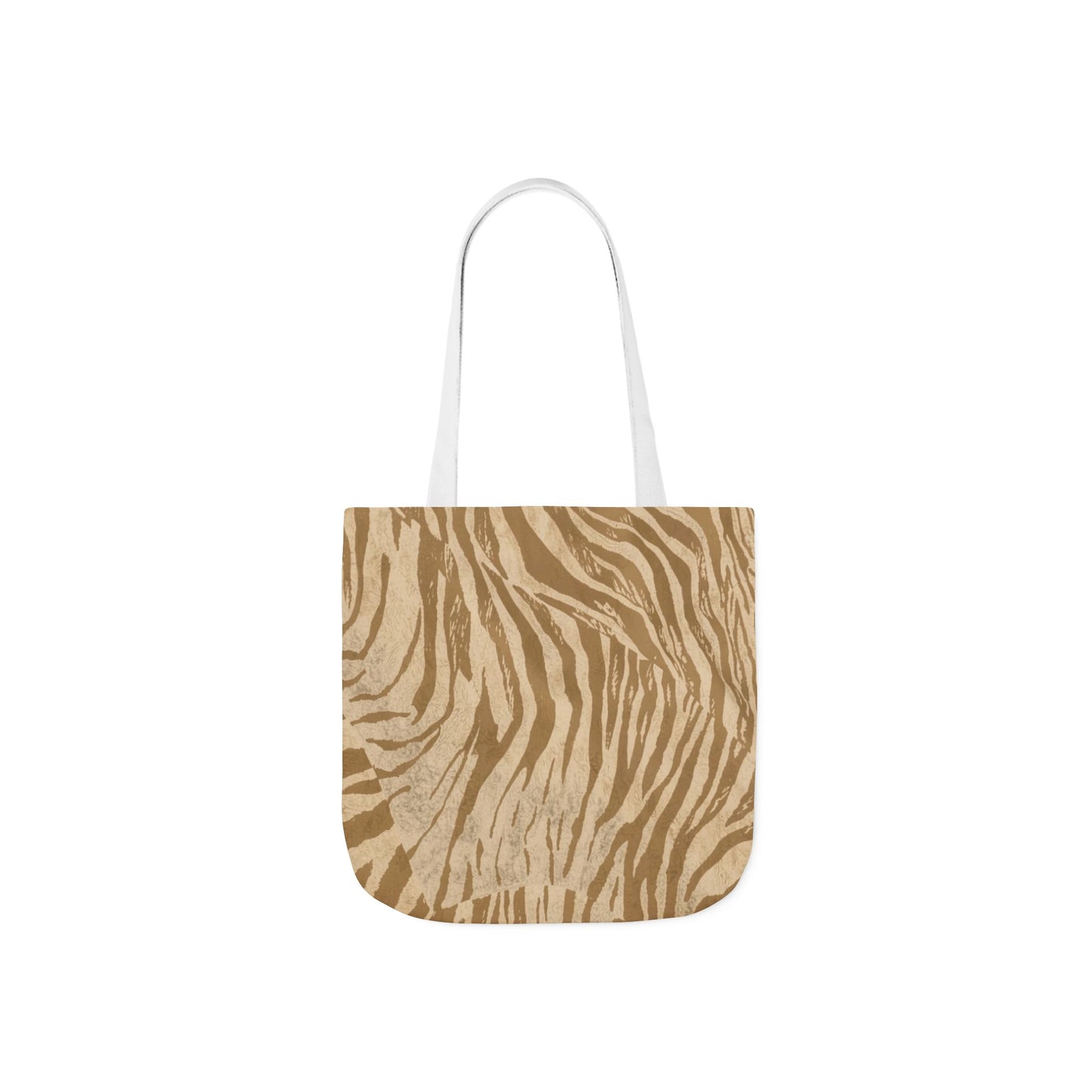 Zebra Print Canvas Tote Bag — Neutral Safari Shopper