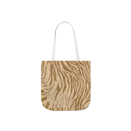 Zebra Print Canvas Tote Bag — Neutral Safari Shopper