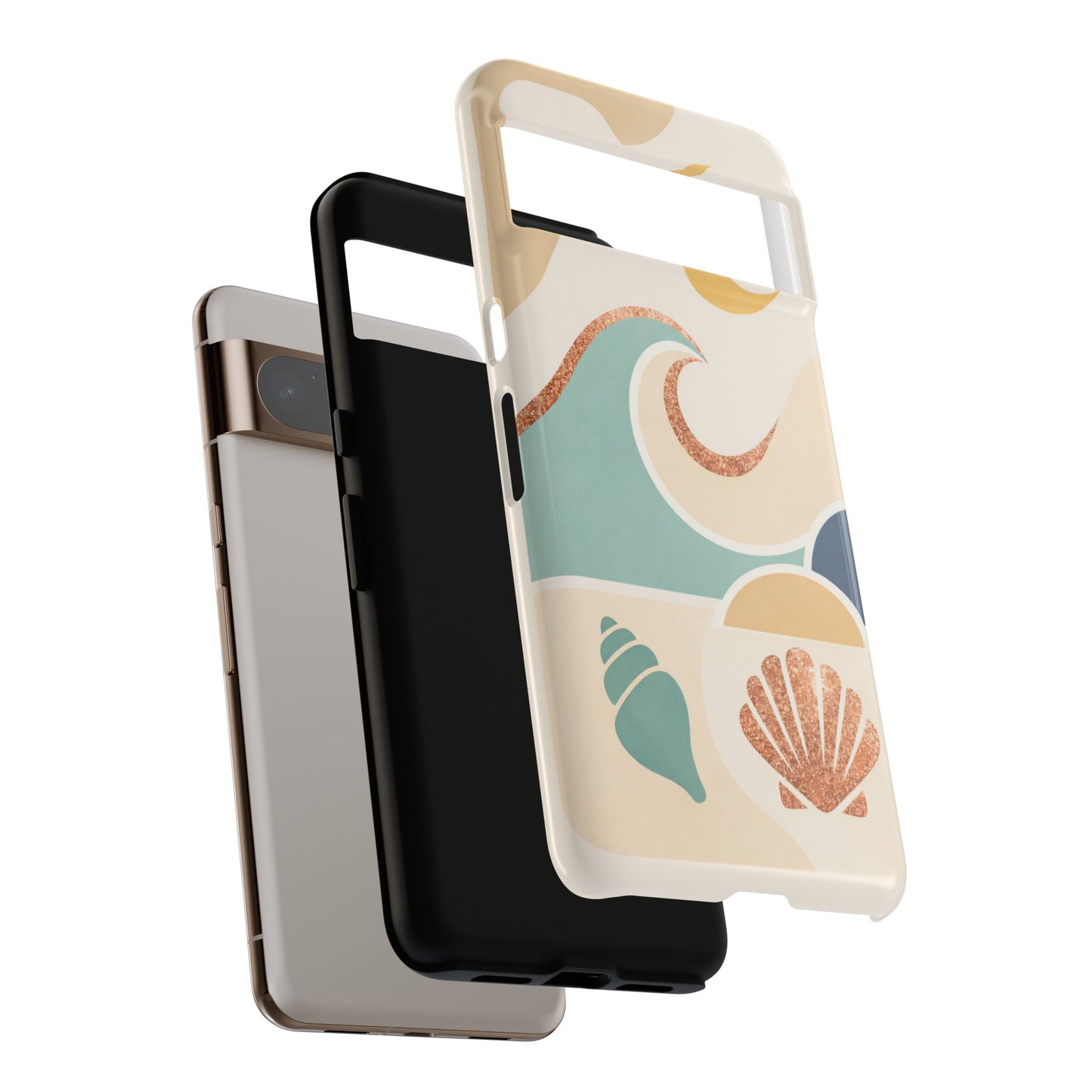 Sea Breeze Tough Phone Case — Retro Waves & Shells Design