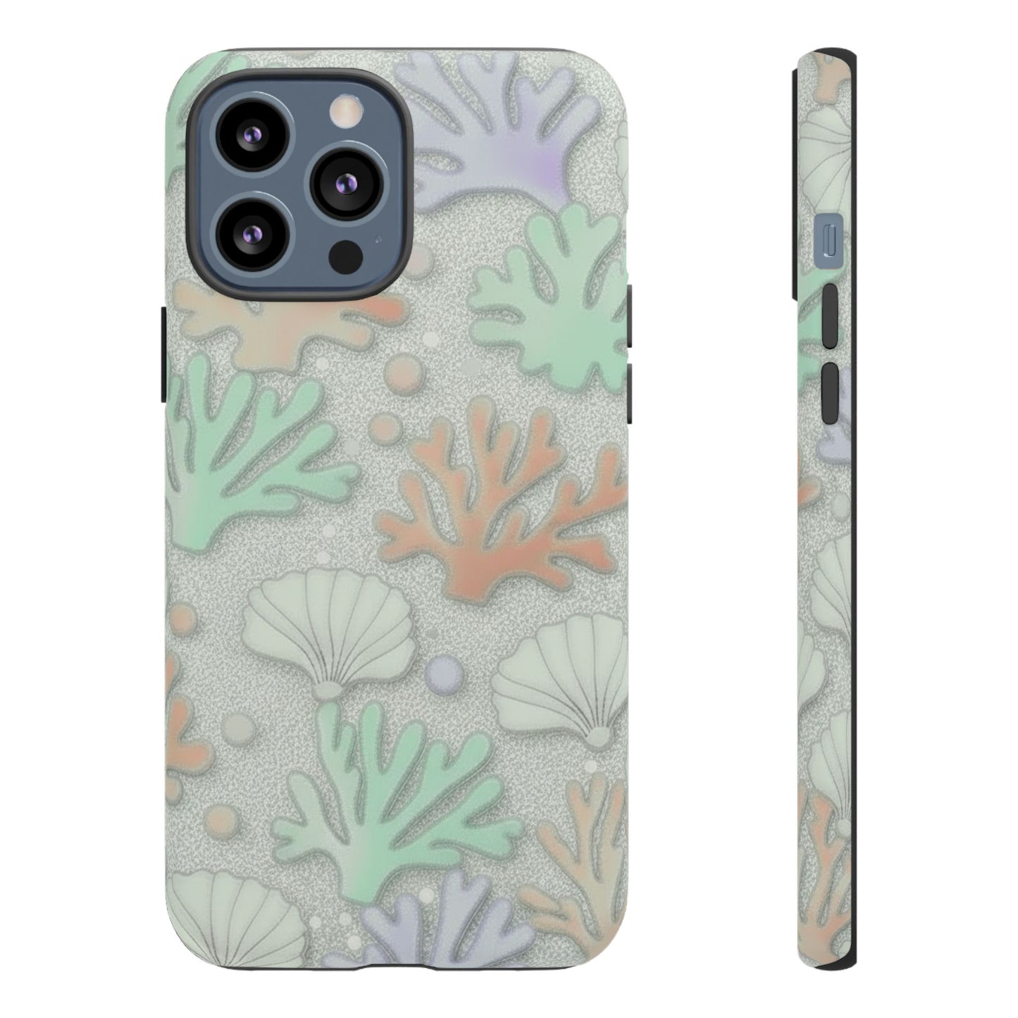Pastel Coral Reef Tough Phone Case – Sea Shell & Coral Pattern Durable Protector