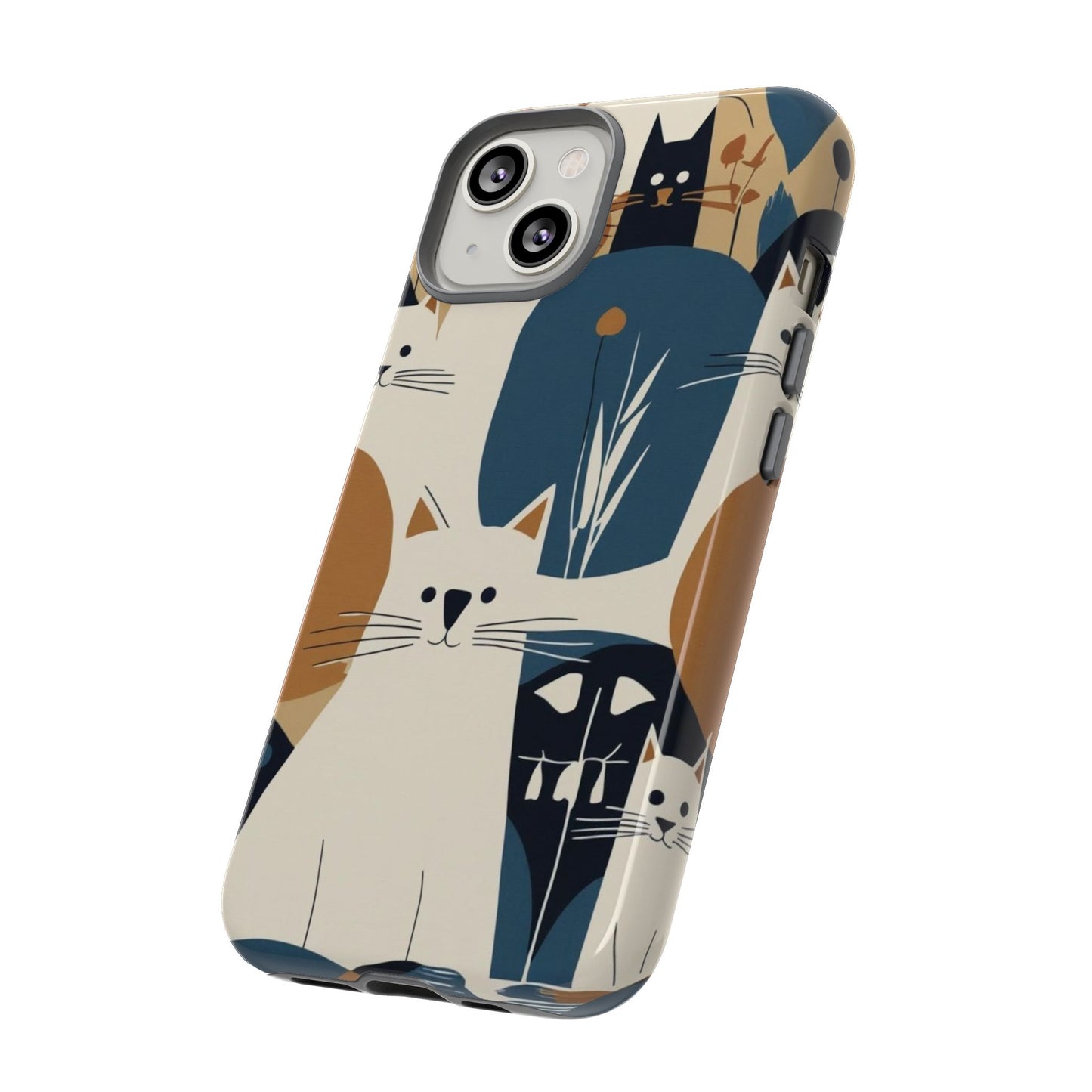 Cat Pattern Phone Case – Retro Abstract Cats Protective iPhone Cover
