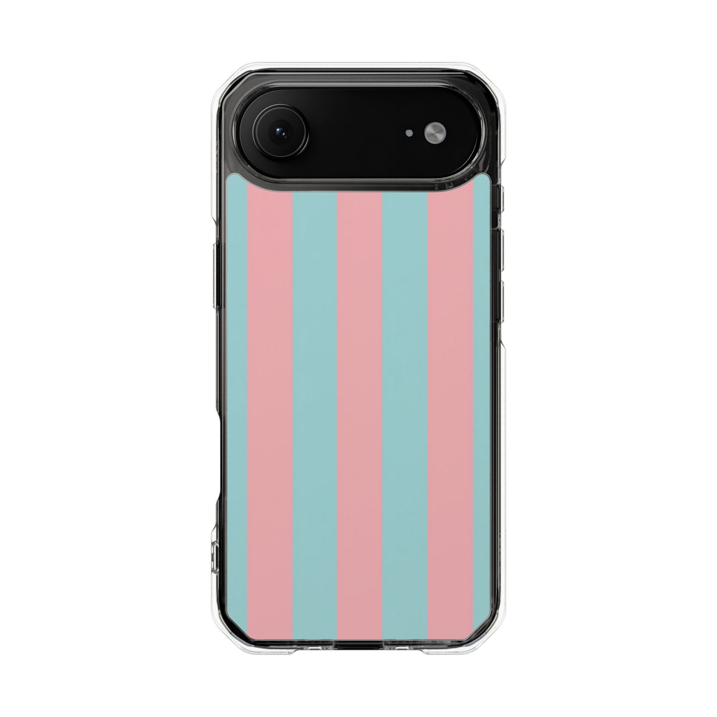 Pink and Blue Stripe Magnetic Clear Phone Case
