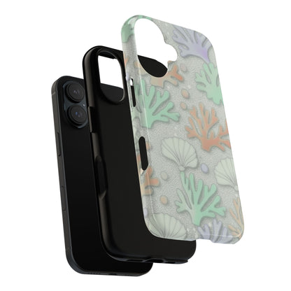 Pastel Coral Reef Tough Phone Case – Sea Shell & Coral Pattern Durable Protector