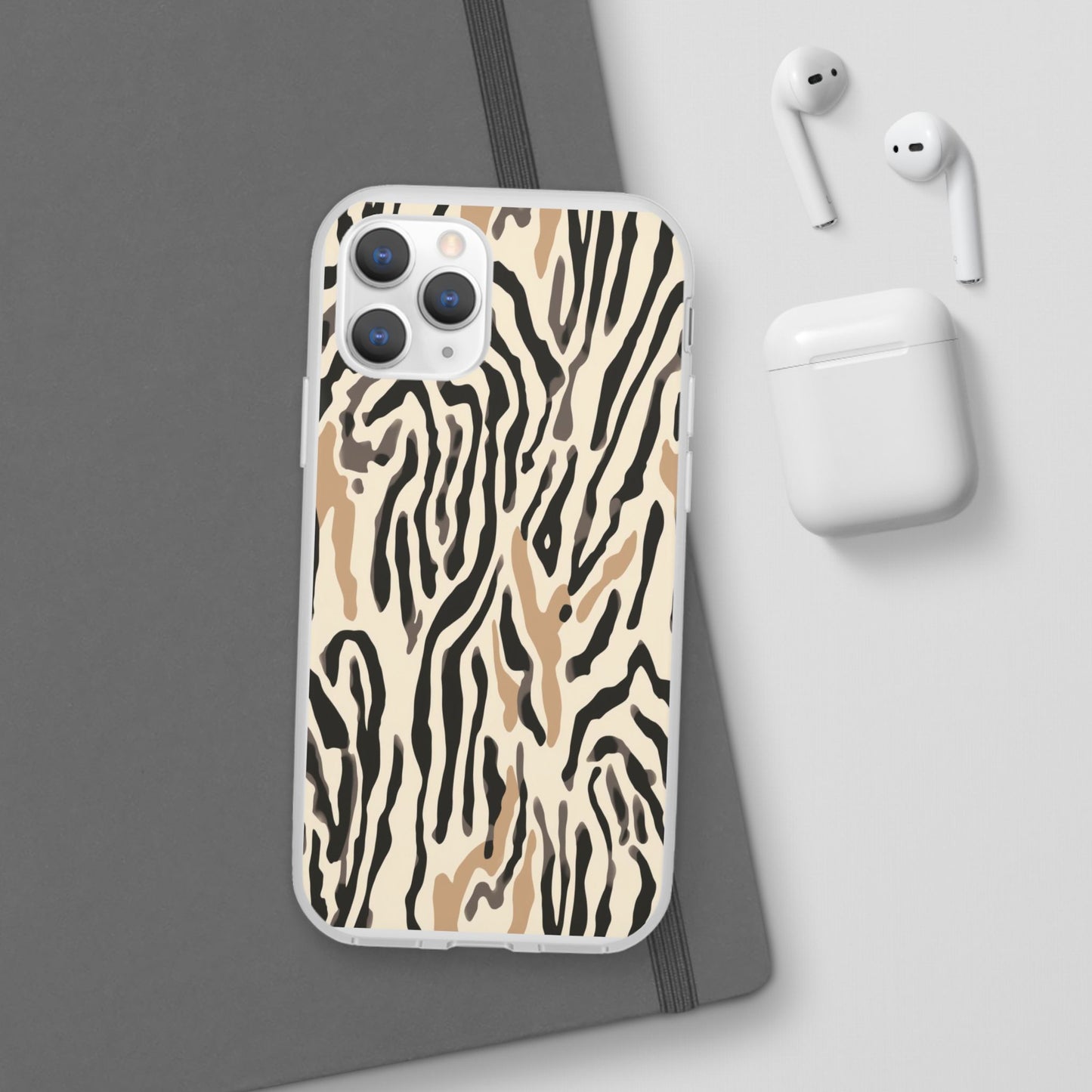 Zebra Stripe Phone Case – Neutral Animal Print Flexi Case