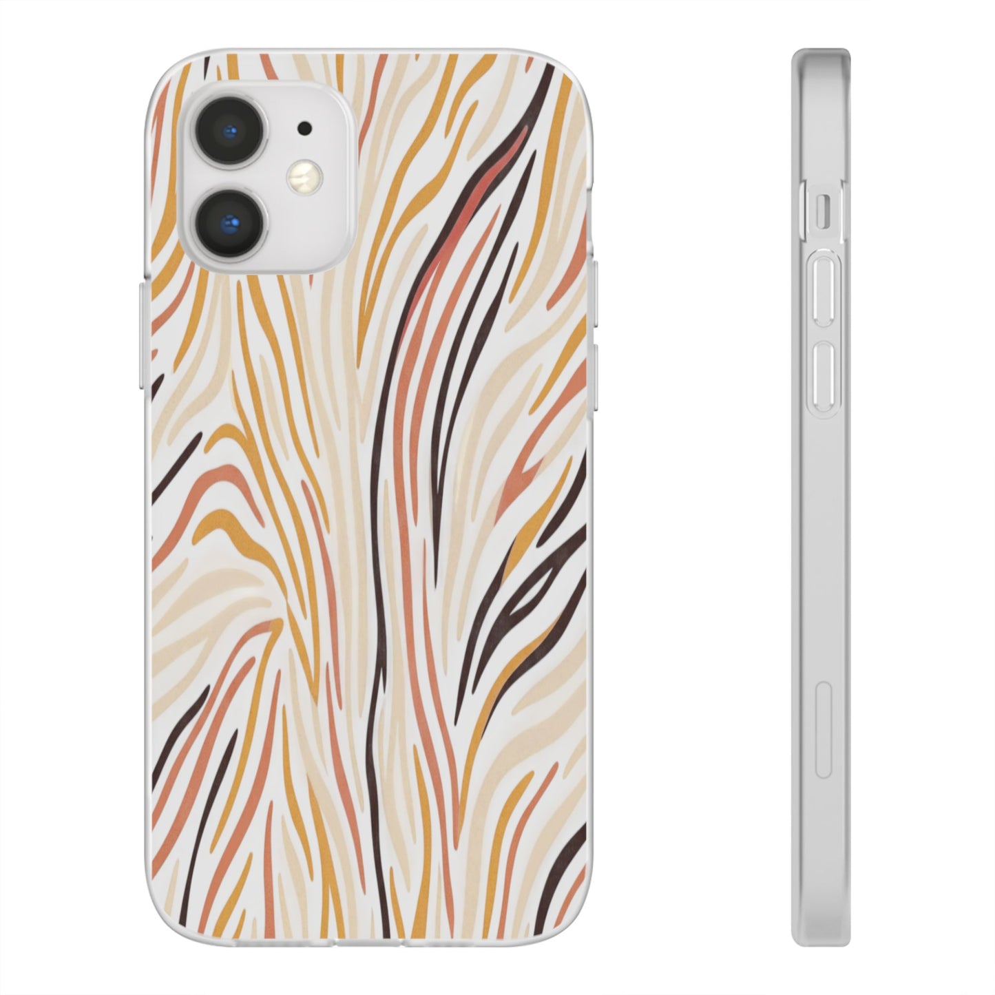 Marbled Neutral Stripe Phone Case — Abstract Beige & Terracotta Flexi Case