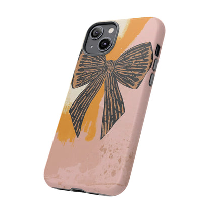 Bow Brushstroke Tough Phone Case — Pink & Mustard