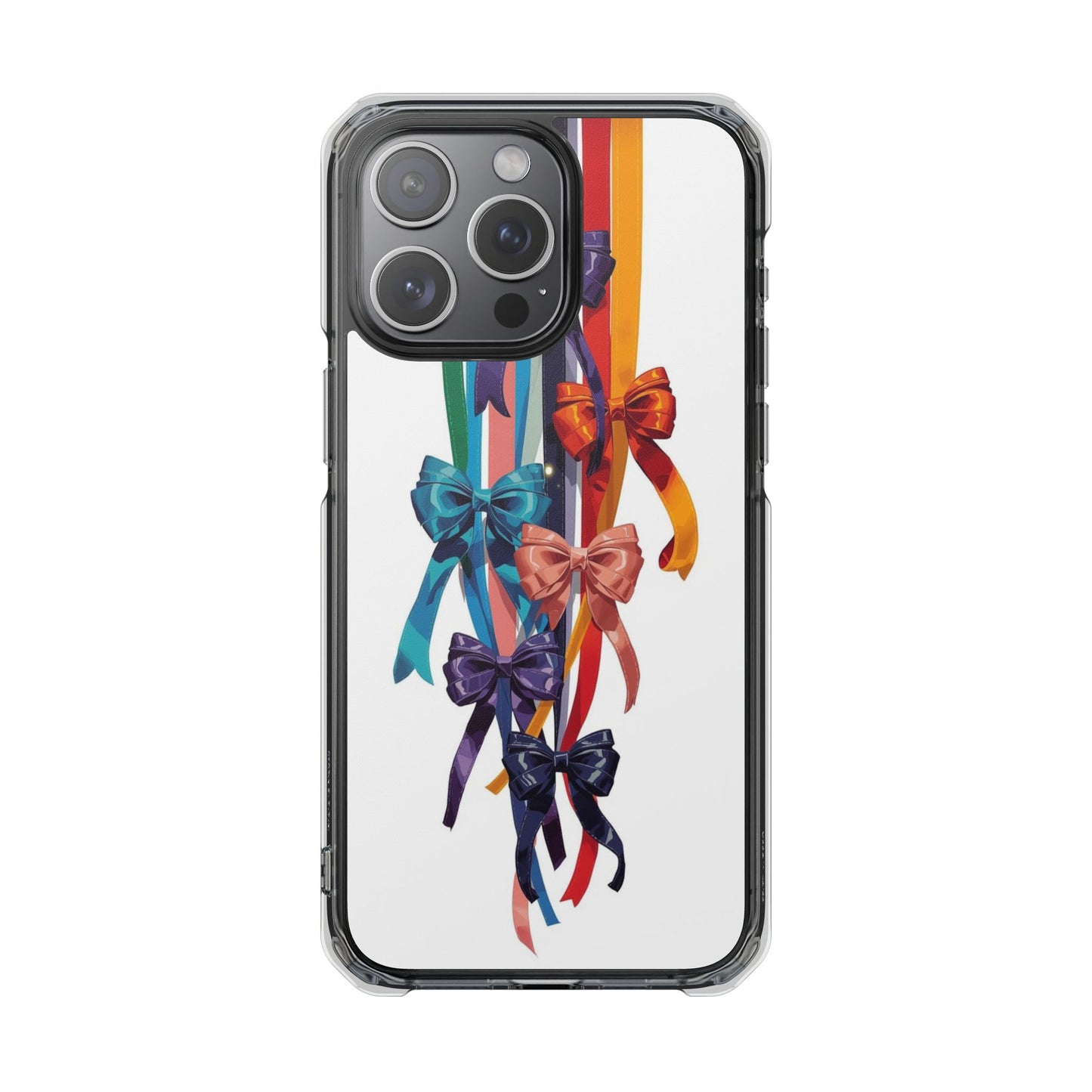 Clear Magnetic Phone Case — Colorful Ribbon Bows Design