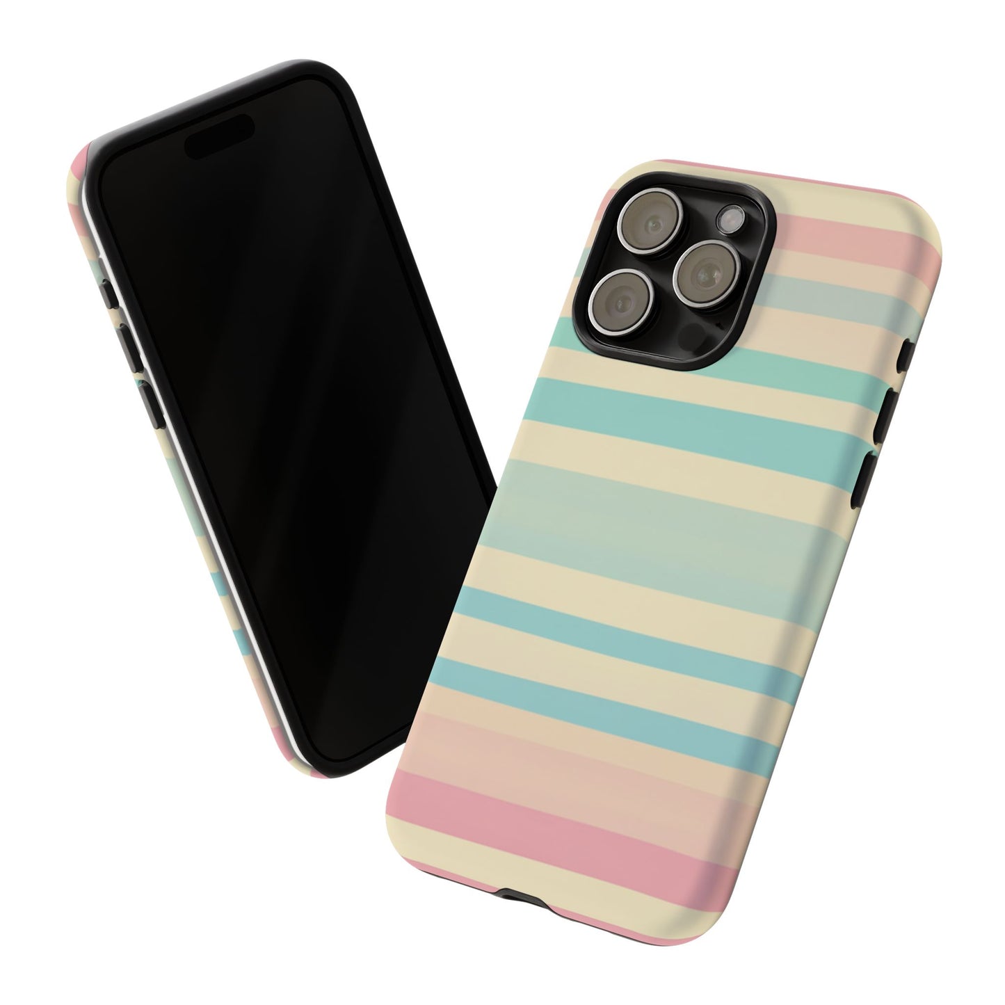 Pastel Striped Tough Phone Case – Protective Retro Rainbow Design