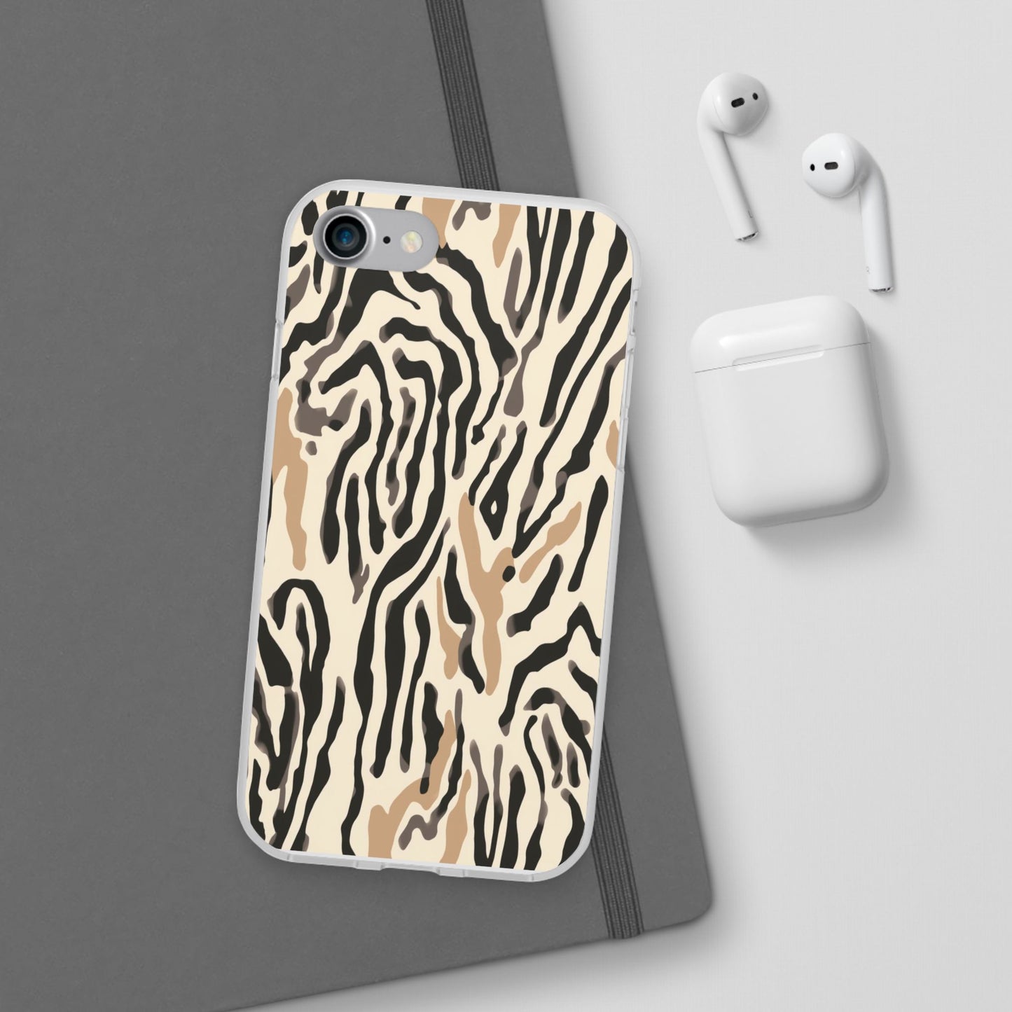 Zebra Stripe Phone Case – Neutral Animal Print Flexi Case