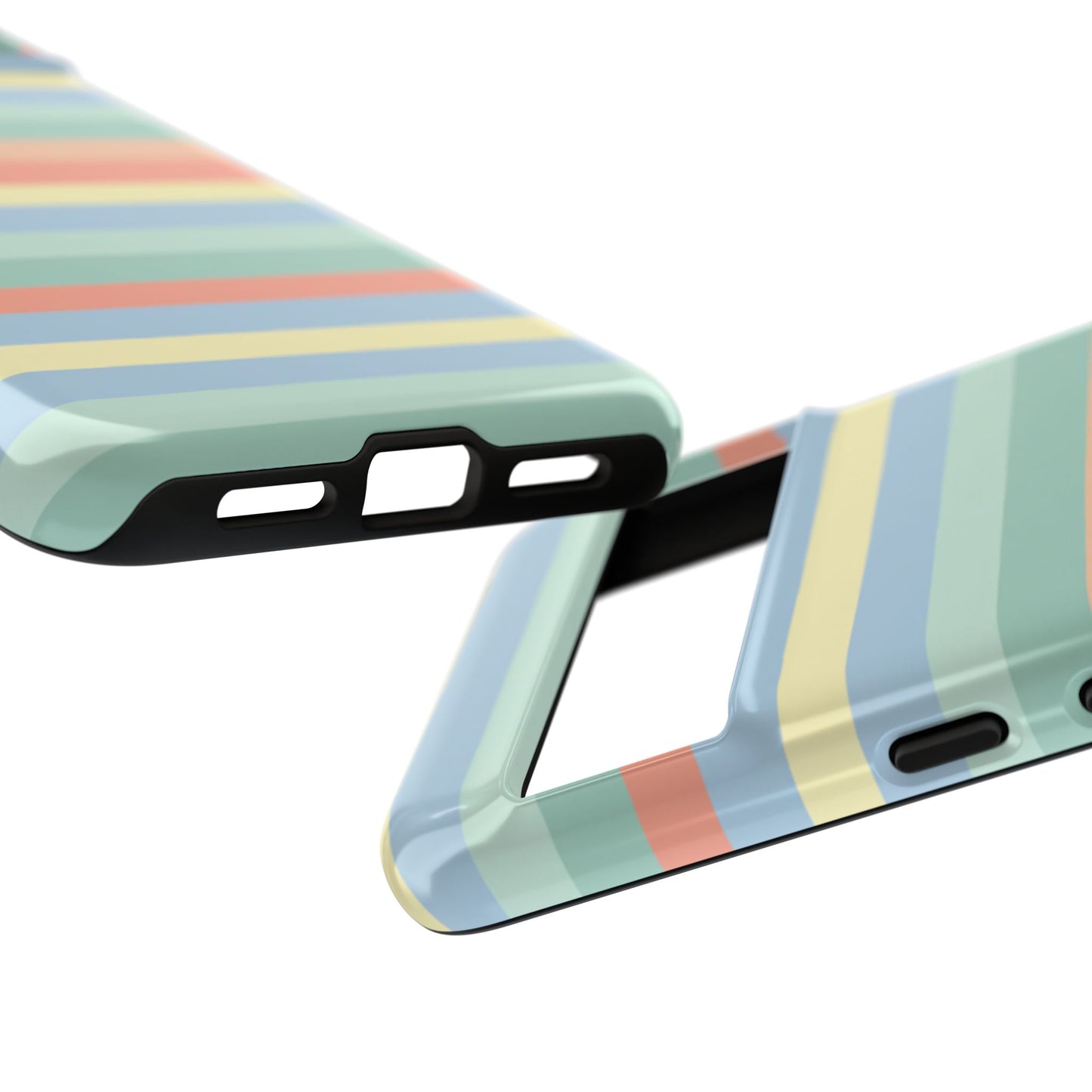 Pastel Striped Phone Case — Retro Horizontal Multi-Color Tough Case