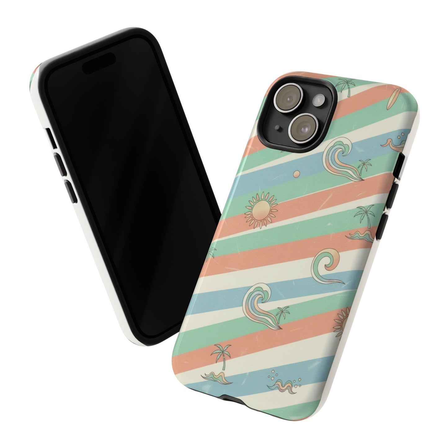 Surf Stripe Tough Phone Case — Retro Beach Waves Pattern