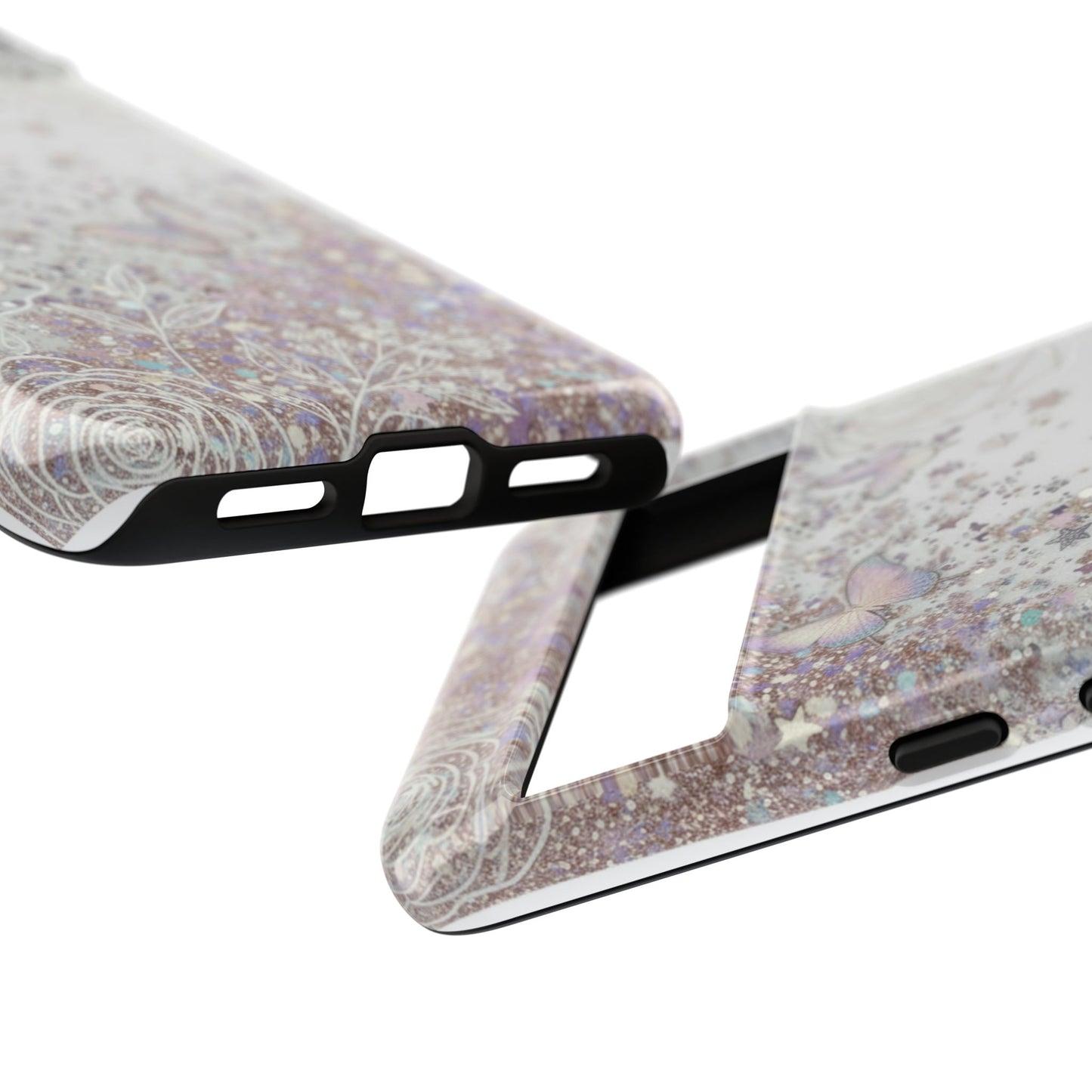 Butterfly Glitter Tough Phone Case — Floral Sparkle Protective Case