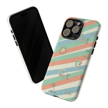 Surf Stripe Tough Phone Case — Retro Beach Waves Pattern
