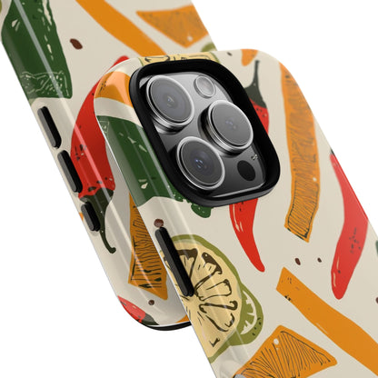 Spicy Peppers Phone Case – Colorful Chili, Lime & Citrus Pattern