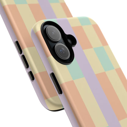 Pastel Checkered Phone Case — Retro Stripe Tough Case