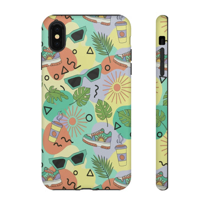 Tropical Summer Phone Case — Retro Sunglasses, Sneakers & Palm Pattern