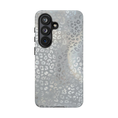 Grey Leopard Print Tough Phone Case — Durable Protective iPhone Cover