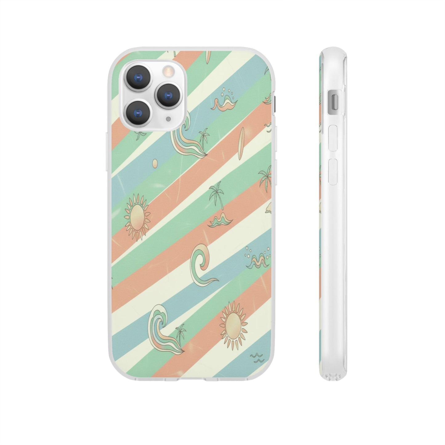 Beach Vibes Phone Case — Retro Pastel Surf & Palm Protective Flexi Case