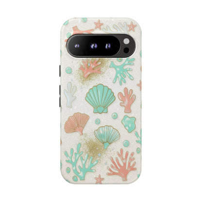 Seashell Coral Phone Case — Pastel Beach Shells Protective Tough Case