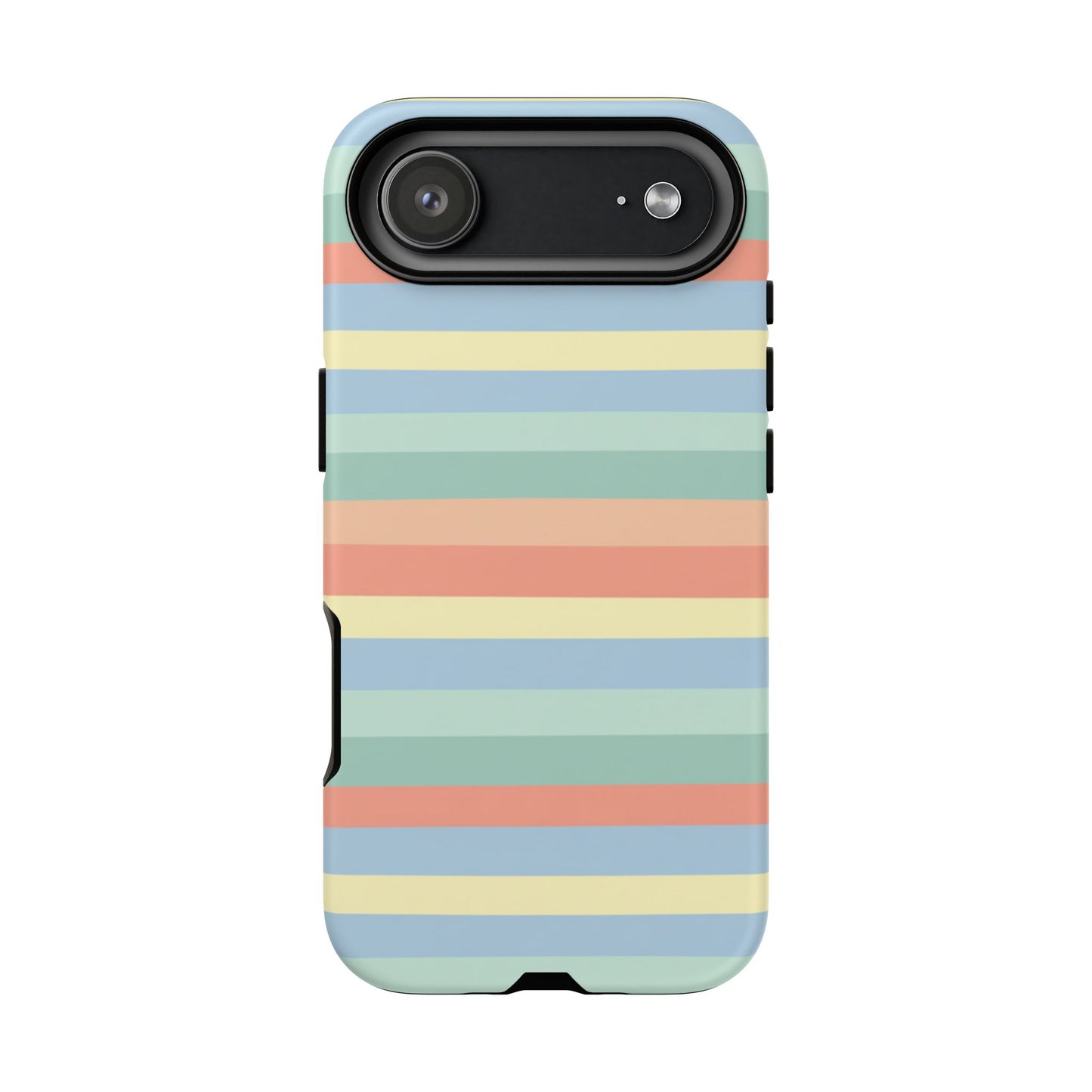 Pastel Striped Phone Case — Retro Horizontal Multi-Color Tough Case