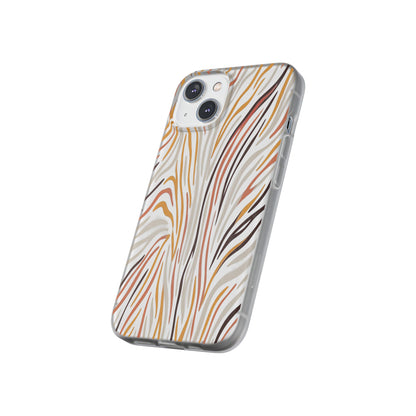 Marbled Neutral Stripe Phone Case — Abstract Beige & Terracotta Flexi Case