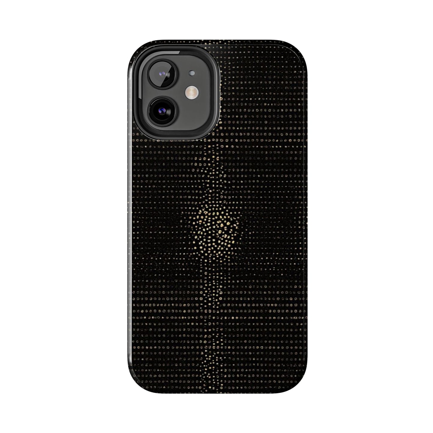 Tough Phone Case — Black Textured Metallic Dot Shield