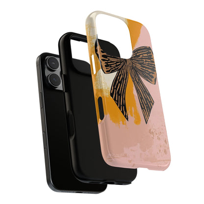 Bow Brushstroke Tough Phone Case — Pink & Mustard