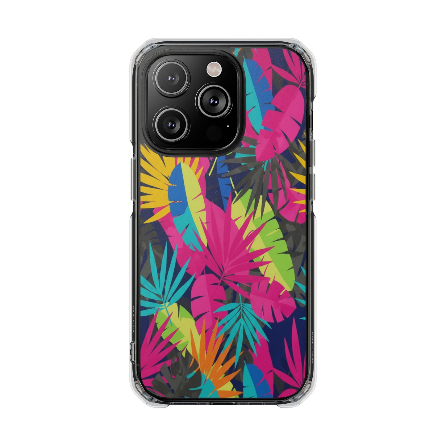 Tropical Neon Leaves Phone Case — Clear Magnetic Impact Case
