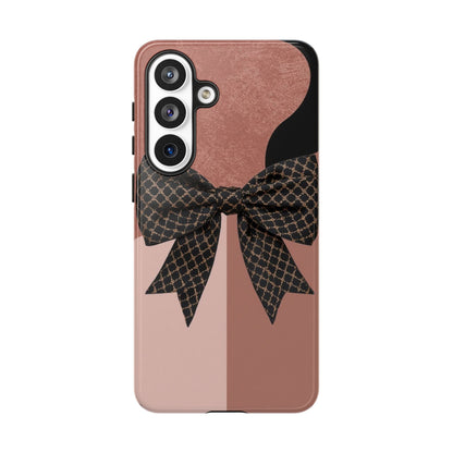 Bow Stripe Tough Phone Case – Pink Mauve Protective Cover