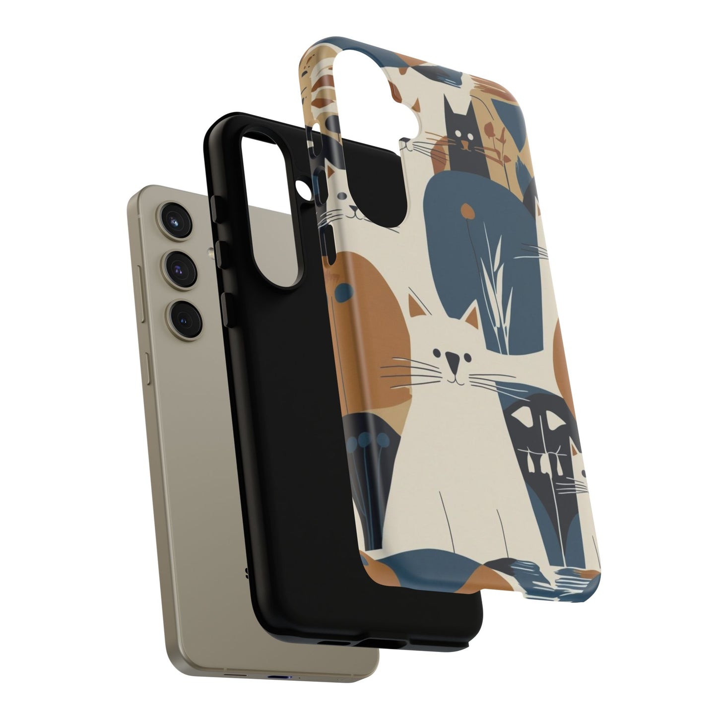 Cat Pattern Phone Case – Retro Abstract Cats Protective iPhone Cover