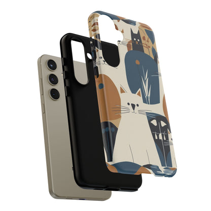 Cat Pattern Phone Case – Retro Abstract Cats Protective iPhone Cover