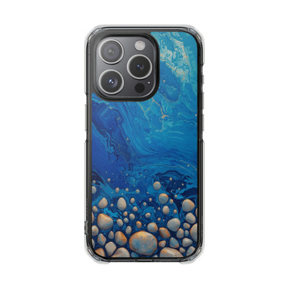 Clear Magnetic Phone Case — Blue Ocean Pebble Design