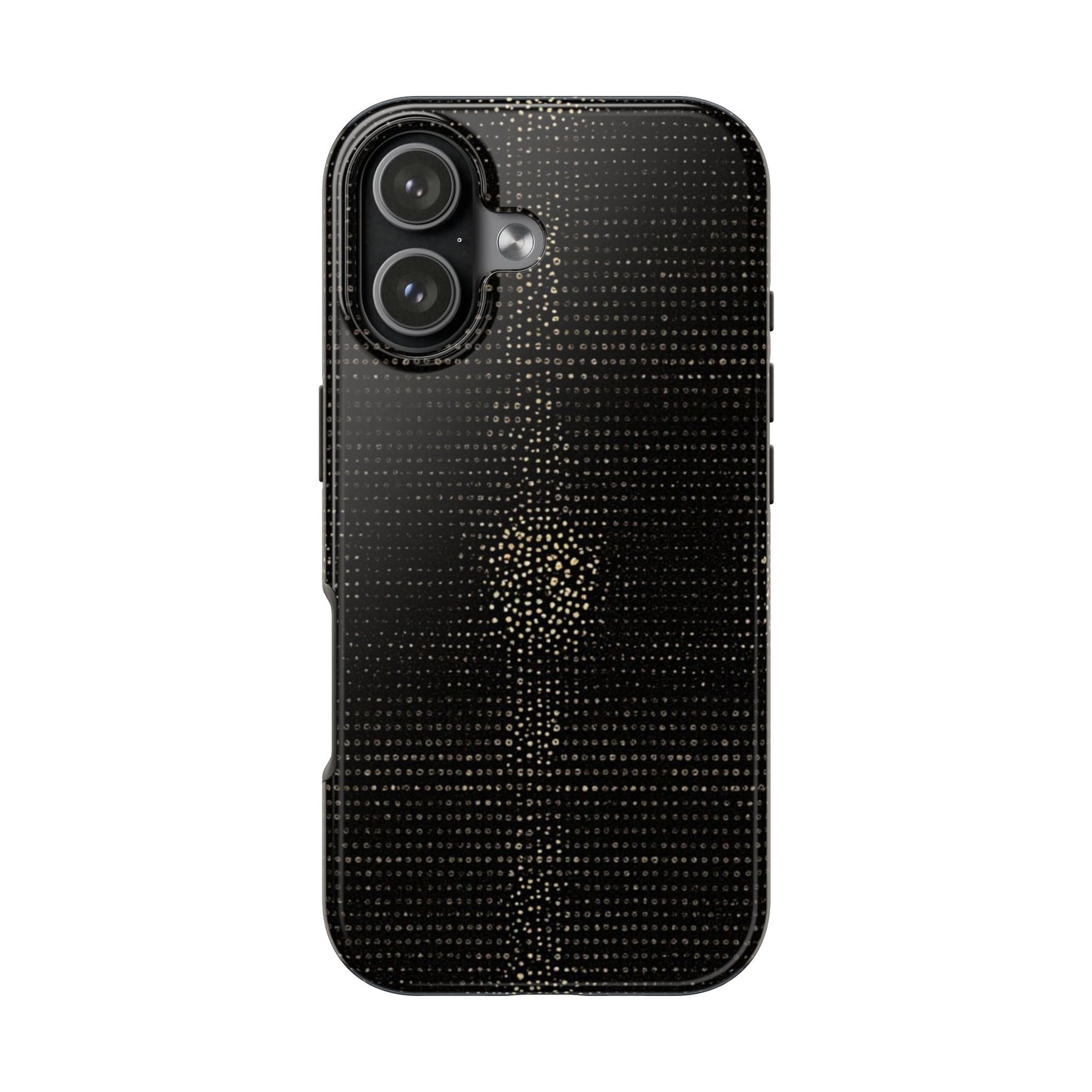 Tough Phone Case — Black Textured Metallic Dot Shield